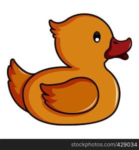 Yellow duck toy icon. Cartoon illustration of yellow duck toy vector icon for web. Yellow duck toy icon, cartoon style