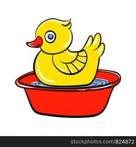 Yellow duck toy icon. Cartoon of yellow duck toy vector icon for web design isolated on white background. Yellow duck toy icon, cartoon style