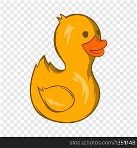 Yellow duck toy icon in cartoon style on a background for any web design . Yellow duck toy icon, cartoon style