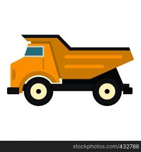 Yellow dump truck icon flat isolated on white background vector illustration. Yellow dump truck icon isolated