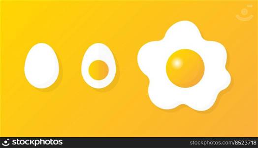 Yellow egg on white background. Set of fried eggs. Cooking food. Yellow egg on white background. Set of fried eggs. Cooking food.