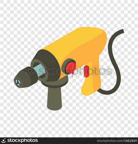 Yellow electric drill icon. Isometric illustration of yellow electric drill vector icon for web. Yellow electric drill icon, isometric 3d style