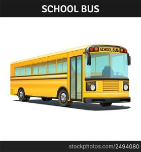 Yellow empty school bus design with title realistic vector illustration . School Bus Design