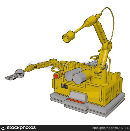 Yellow engineering machine, illustration, vector on white background.