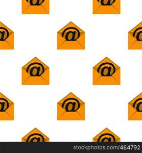 Yellow envelope with email sign pattern seamless flat style for web vector illustration. Yellow envelope with email sign pattern flat