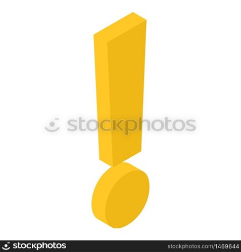 Yellow exclamation sign icon. Isometric of yellow exclamation sign vector icon for web design isolated on white background. Yellow exclamation sign icon, isometric style