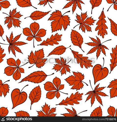 Yellow falling leaves seamless pattern background. Autumn foliage wallpaper. Vector elements of maple, birch, aspen, elm, poplar. Falling yellow leaves seamless pattern background