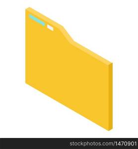Yellow file folder icon. Isometric of yellow file folder vector icon for web design isolated on white background. Yellow file folder icon, isometric style