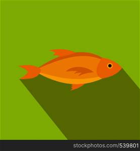 Yellow fish icon in flat style on a light green background. Yellow fish icon in flat style