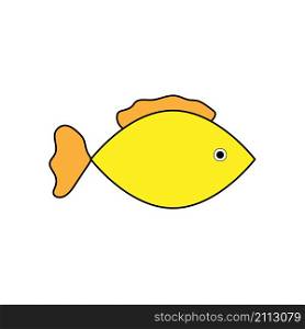 Yellow fish icon. Sea animal. Creative logo design. Nature background. Simple art. Vector illustration. Stock image. EPS 10.. Yellow fish icon. Sea animal. Creative logo design. Nature background. Simple art. Vector illustration. Stock image.