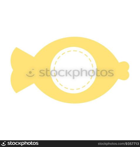 Yellow fish shape with circle vector design element. Abstract customizable symbol for infographic with blank copy space. Editable shape for instructional graphics. Visual data presentation component. Yellow fish shape with circle vector design element