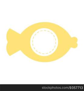 Yellow fish shape with circle vector design element. Abstract customizable symbol for infographic with blank copy space. Editable shape for instructional graphics. Visual data presentation component. Yellow fish shape with circle vector design element