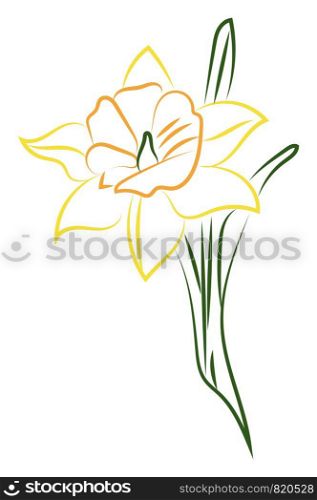 Yellow flower, illustration, vector on white background.