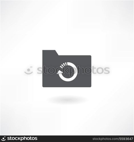 yellow folder 3d icon with green arrow (download sign) isolated on white