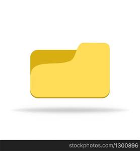 Yellow folder icon in flat design with shadow. Isolated document. Vector EPS 10
