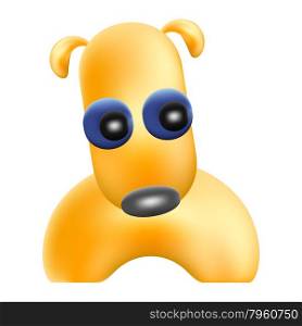 yellow funny dog character isolated mesh vector illustration