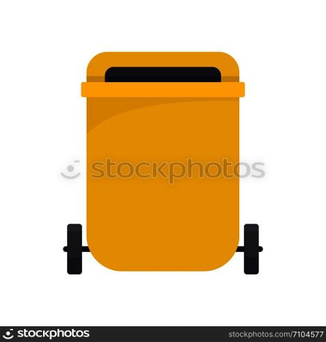 Yellow garbage can icon. Flat illustration of yellow garbage can vector icon for web design. Yellow garbage can icon, flat style