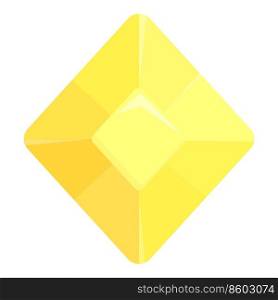 Yellow gem icon cartoon vector. Crystal stone. Shiny shape. Yellow gem icon cartoon vector. Crystal stone