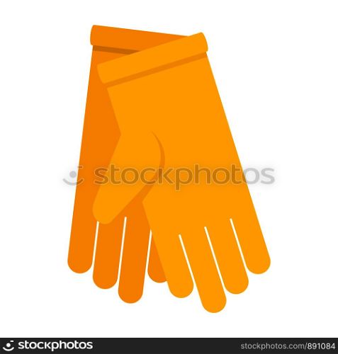 Yellow gloves icon. Flat illustration of yellow gloves vector icon for web design. Yellow gloves icon, flat style