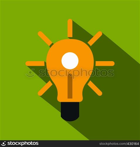 Yellow glowing light bulb icon. Flat illustration of yellow glowing light bulb vector icon for web. Yellow glowing light bulb icon, flat style