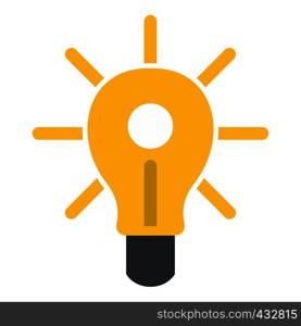 Yellow glowing light bulb icon flat isolated on white background vector illustration. Yellow glowing light bulb icon isolated
