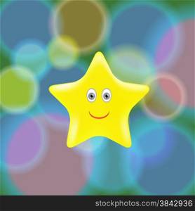 Yellow Gold Single Star on Blurred Background.. Gold Star