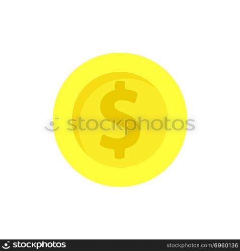 Yellow golden coin vector flat illustration design concept. Isol. Yellow golden coin vector flat illustration design concept. Isolated on white background.