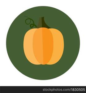 Yellow gourd in green circle. Harvesting time. Thanksgiving day. Autumn vegetable. Vector illustration. Stock image. EPS 10.. Yellow gourd in green circle. Harvesting time. Thanksgiving day. Autumn vegetable. Vector illustration. Stock image.