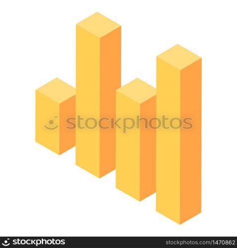 Yellow graph bar icon. Isometric of yellow graph bar vector icon for web design isolated on white background. Yellow graph bar icon, isometric style