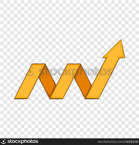 Yellow growth arrow chart icon. Cartoon illustration of yellow growth arrow chart vector icon for web. Yellow growth arrow chart icon, cartoon style