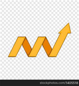 Yellow growth arrow chart icon. Cartoon illustration of yellow growth arrow chart vector icon for web. Yellow growth arrow chart icon, cartoon style