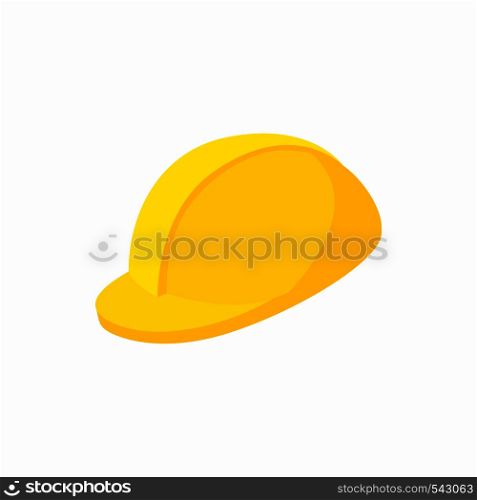 Yellow hardhat icon in cartoon style on a white background. Yellow hardhat icon, cartoon style