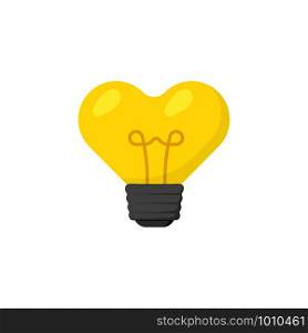 yellow heart bulb in flat style, vector illustration. yellow heart bulb in flat style, vector