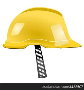 Yellow helmet with a strap