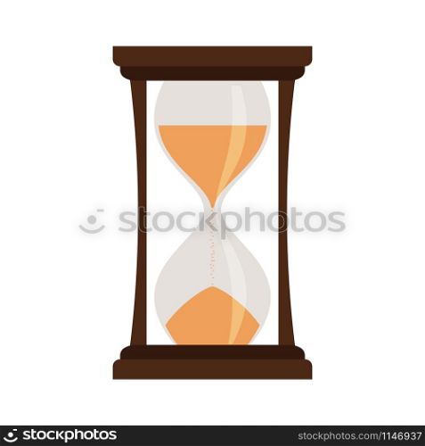 Yellow hourglass icon isolated on white background, vector illustration. Yellow hourglass isolated on white