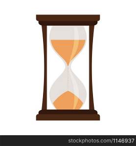 Yellow hourglass icon isolated on white background, vector illustration. Yellow hourglass isolated on white
