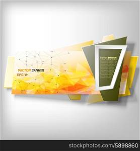 Yellow Infographic banner, modern abstract banner design for infographics, business design and website template, origami styled vector illustration.