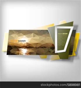Yellow Infographic banner, modern abstract banner design for infographics, business design and website template, origami styled vector illustration.