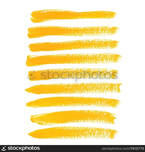 Yellow ink vector brush strokes