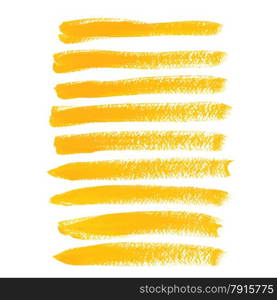 Yellow ink vector brush strokes