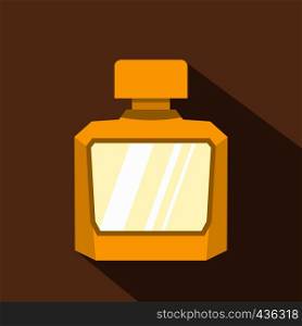 Yellow jar of perfume icon. Flat illustration of yellow jar of perfume vector icon for web on coffee background. Yellow jar of perfume icon, flat style