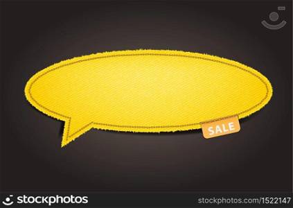 Yellow Jeans texture background on retro style speech bubbles, stickers, labels, tags. Vector