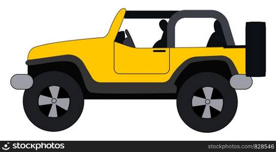 Yellow jeep, illustration, vector on white background.