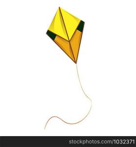 Yellow kite icon. Cartoon of yellow kite vector icon for web design isolated on white background. Yellow kite icon, cartoon style