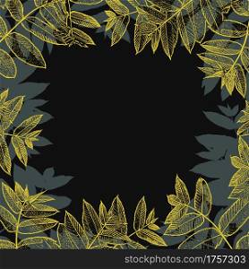 Yellow leaf frame design cover. Nature background template. Vector illustration.