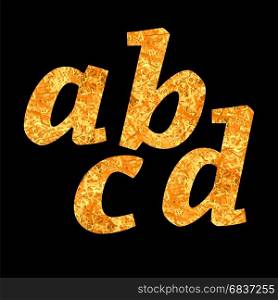 Yellow Letters of Alphabet Isolated on Black Background. Yellow Letters of Alphabet