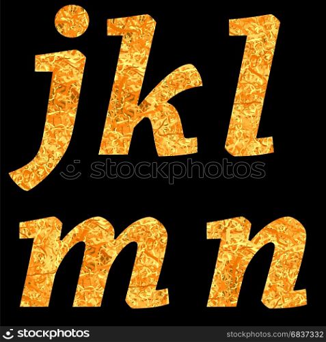 Yellow Letters of Alphabet Isolated on Black Background. Yellow Letters of Alphabet Isolated