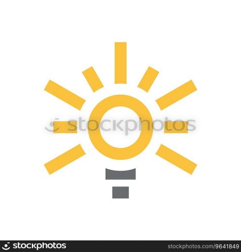 Yellow light bulb with sun icon flat for eco Vector Image