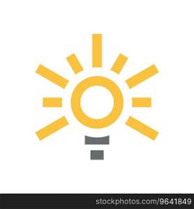 Yellow light bulb with sun icon flat for eco Vector Image