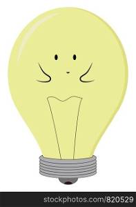 Yellow lighting bulb, illustration, vector on white background.